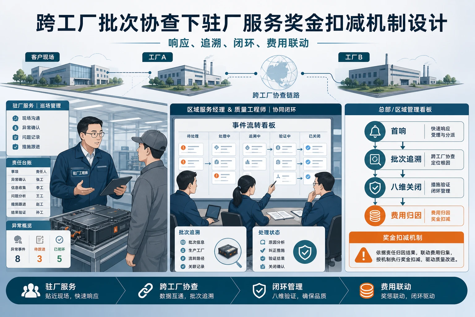 跨工厂批次协查下驻厂服务奖金扣减机制设计