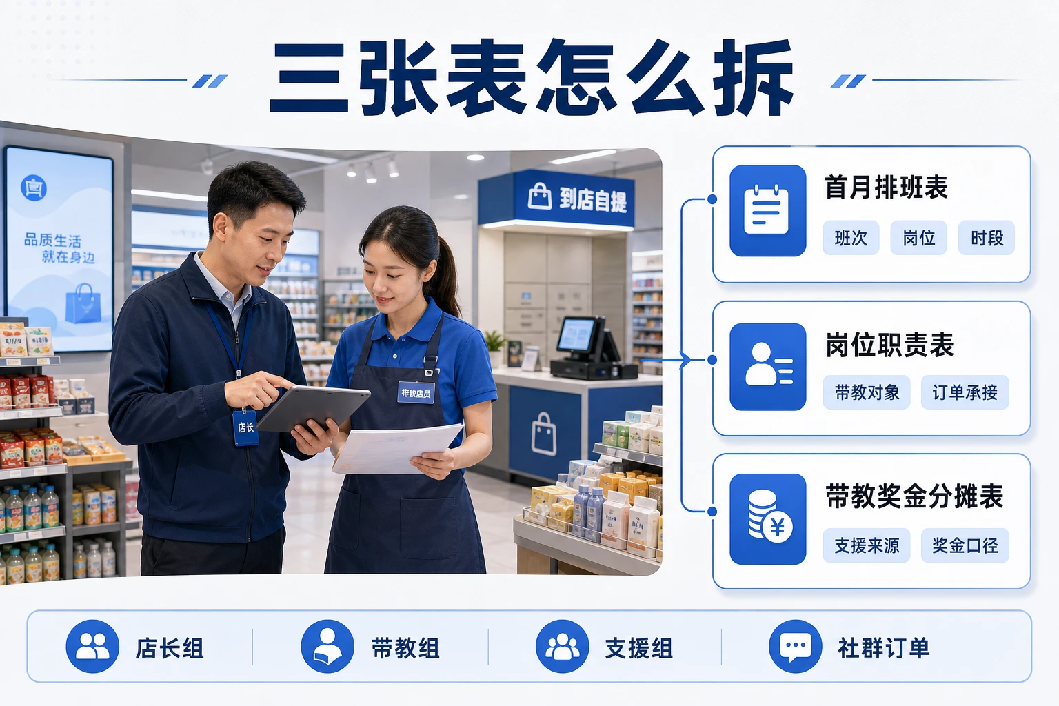 连锁社区店首月排班表与带教奖金分摊模板设计