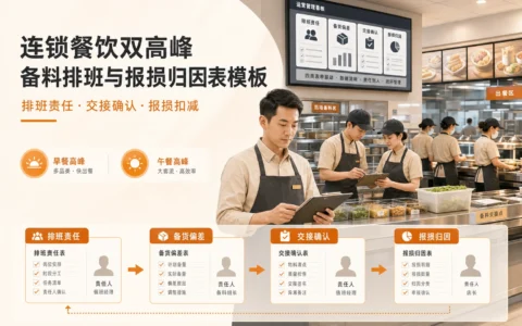 连锁餐饮双高峰排班责任表与报损归因模板：门店交接、备料偏差与扣减机制（2026年版）