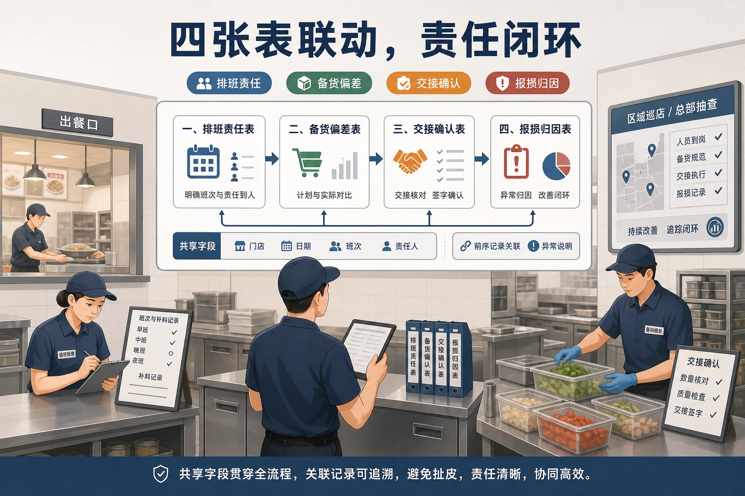 连锁餐饮双高峰备料排班与报损归因表模板（2026年版）
