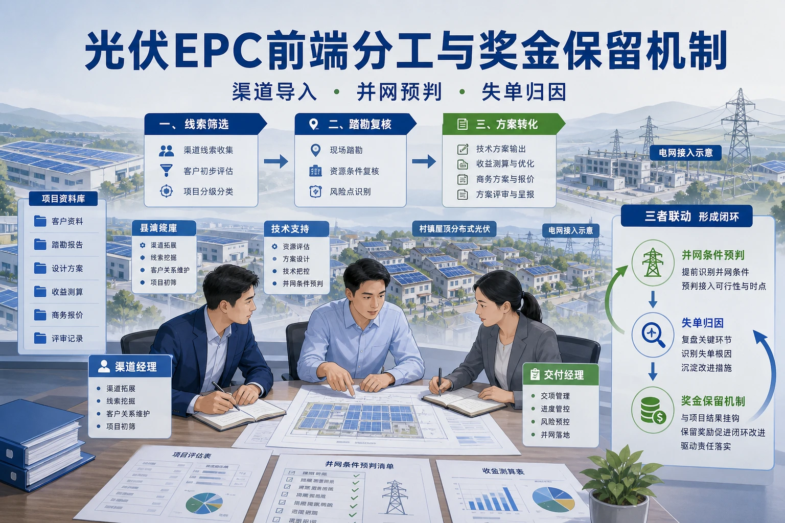 光伏EPC县域渠道导入下前端分工与奖金保留机制（2026年版）
