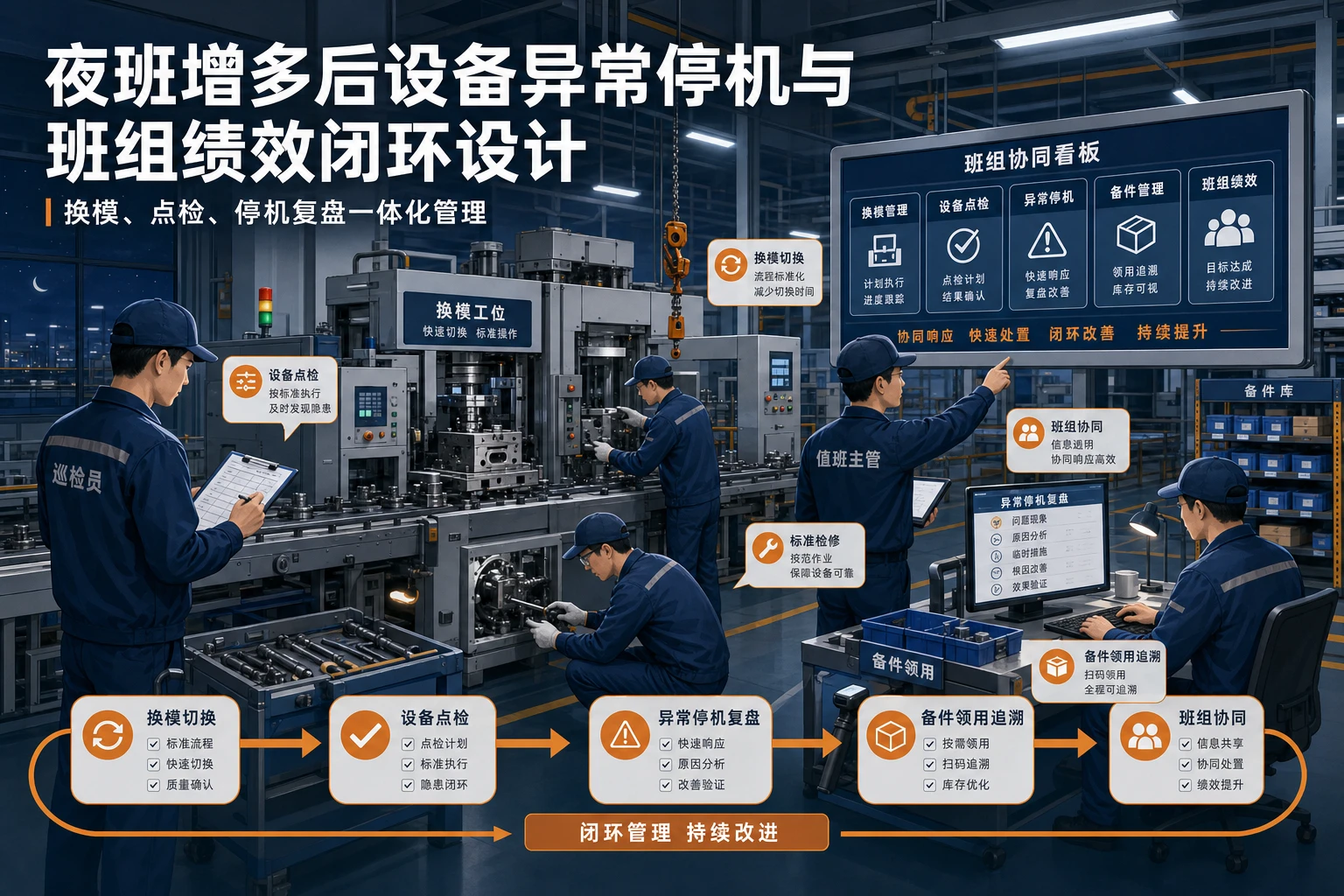 夜班增多后设备异常停机与班组绩效闭环设计