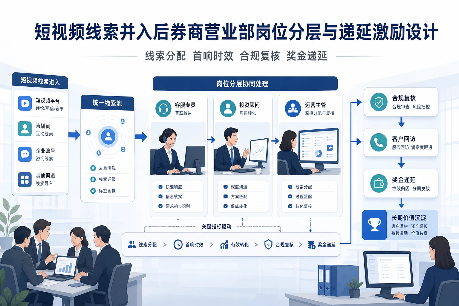 短视频线索并入后券商营业部岗位分层与递延激励设计
