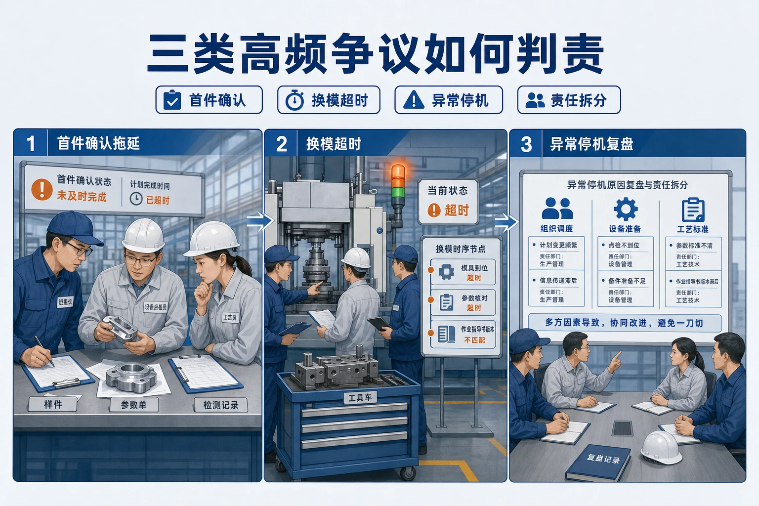 多机台共线下换模点检停机责任分层与绩效机制设计