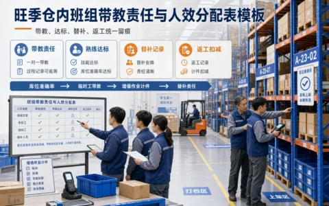 旺季仓内班组带教责任与人效分配表模板：库位准确率、替补责任与返工扣减联动（2026年版）