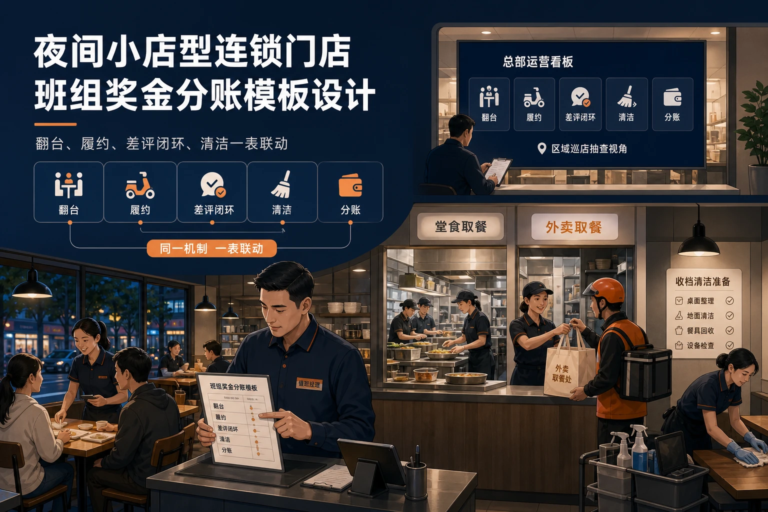 夜间小店型连锁门店班组奖金分账模板设计