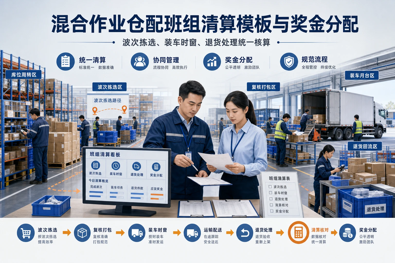 2026年混合作业仓配班组清算模板与奖金分配表设计