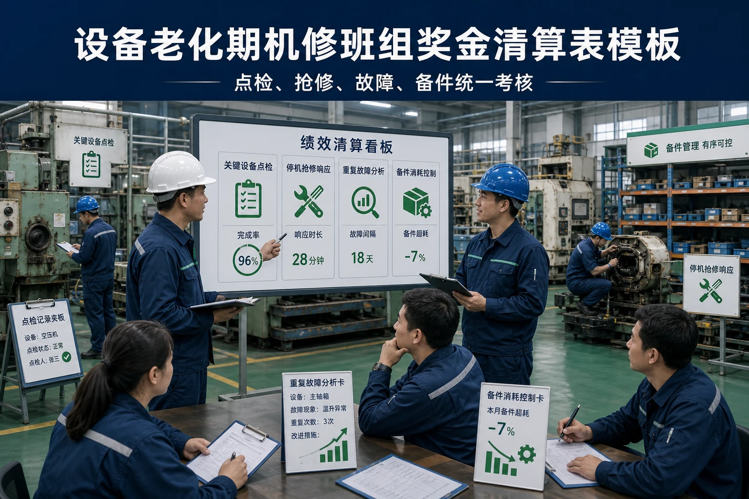 设备老化期机修班组奖金清算表模板设计