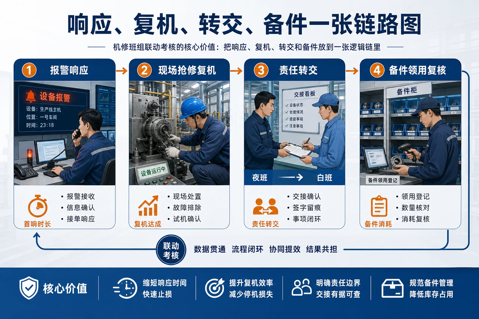 夜班设备故障上升后机修班组抢修考核表怎么设计