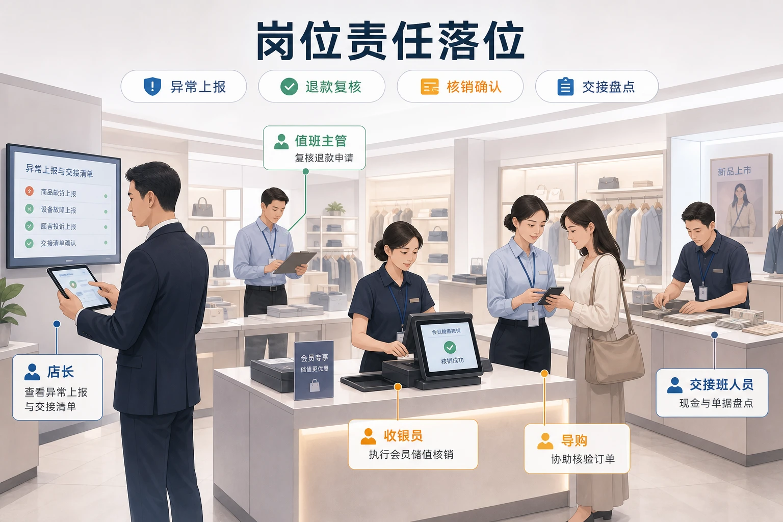 连锁门店储值退款与班次交接奖扣机制设计