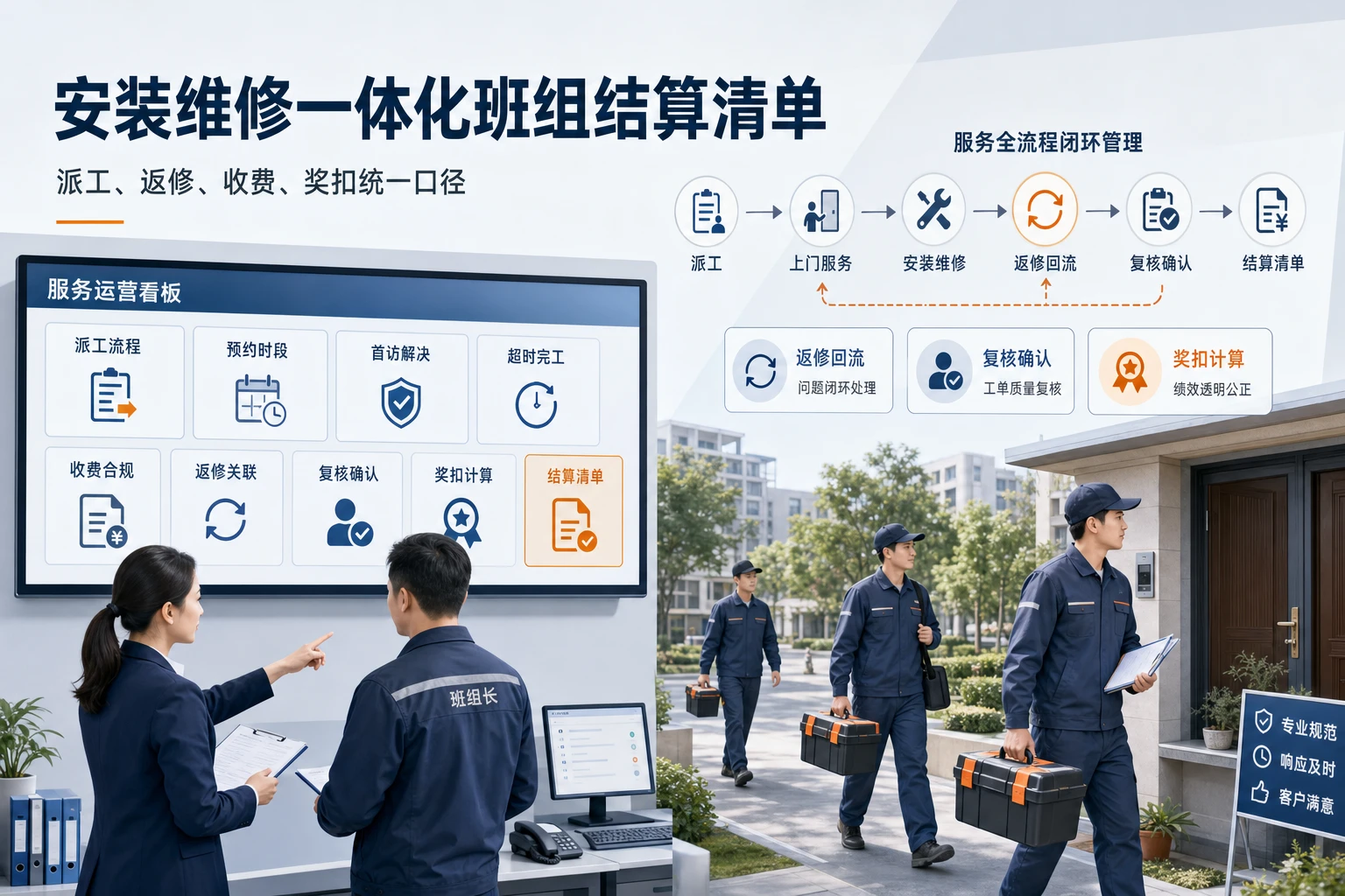 2026年安装维修一体化班组结算清单及返修扣减表模板