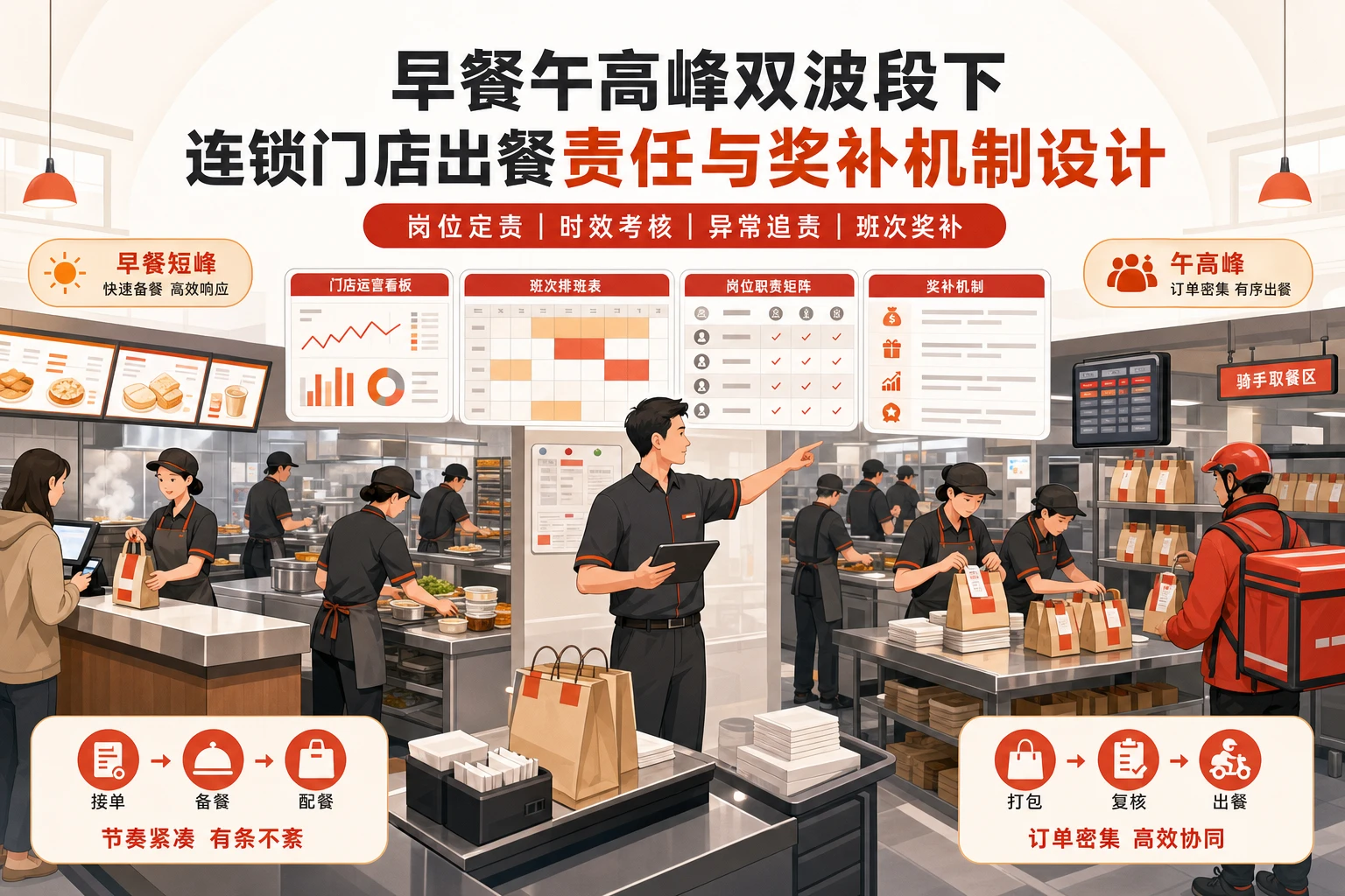早餐午高峰双波段下连锁门店出餐责任与奖补机制设计