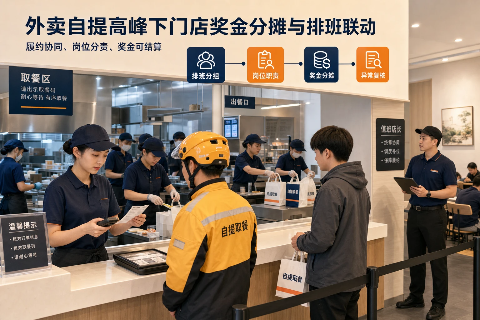2026年连锁餐饮外卖自提高峰下门店奖金分摊与排班联动设计