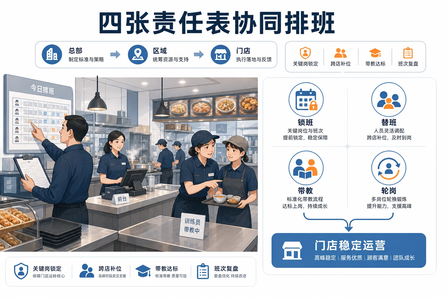 2026年连锁餐饮夜宵档跨店补位与带教联动排班机制