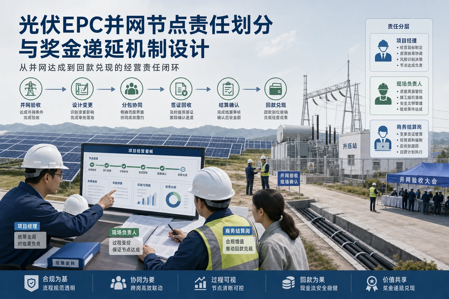 光伏EPC并网节点责任划分与奖金递延机制设计