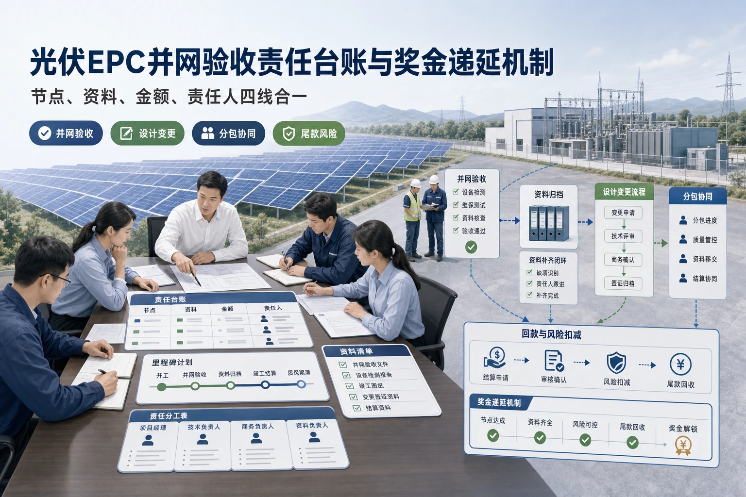 光伏EPC并网验收责任台账与奖金递延机制设计