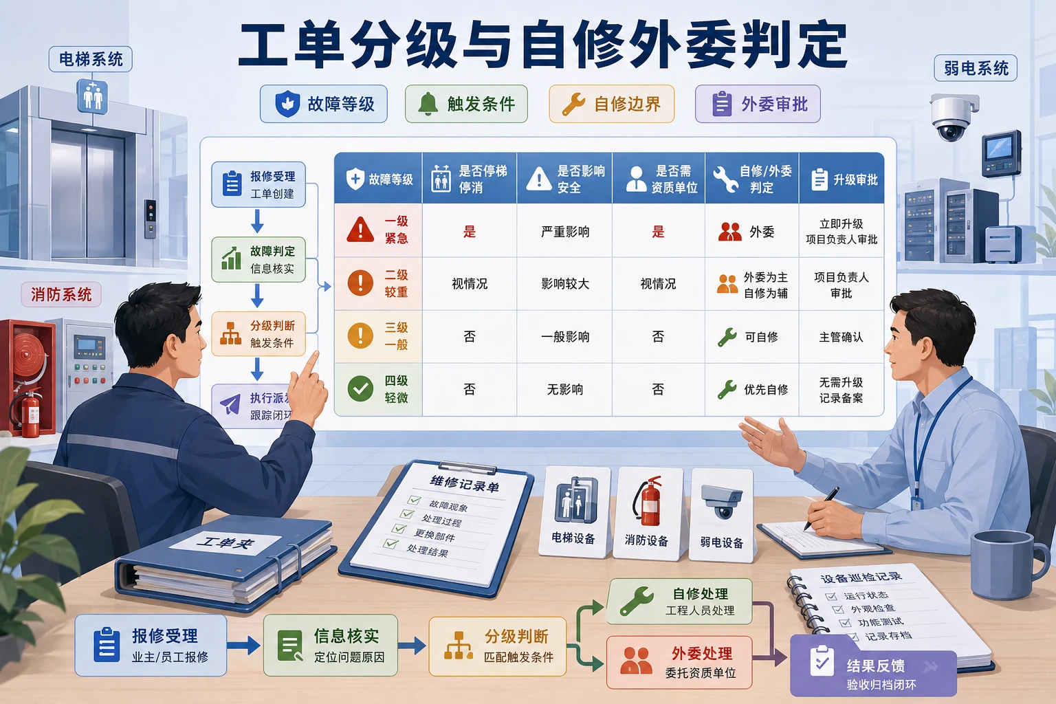 物业共享维修班组工单分级排班与验收扣回台账模板