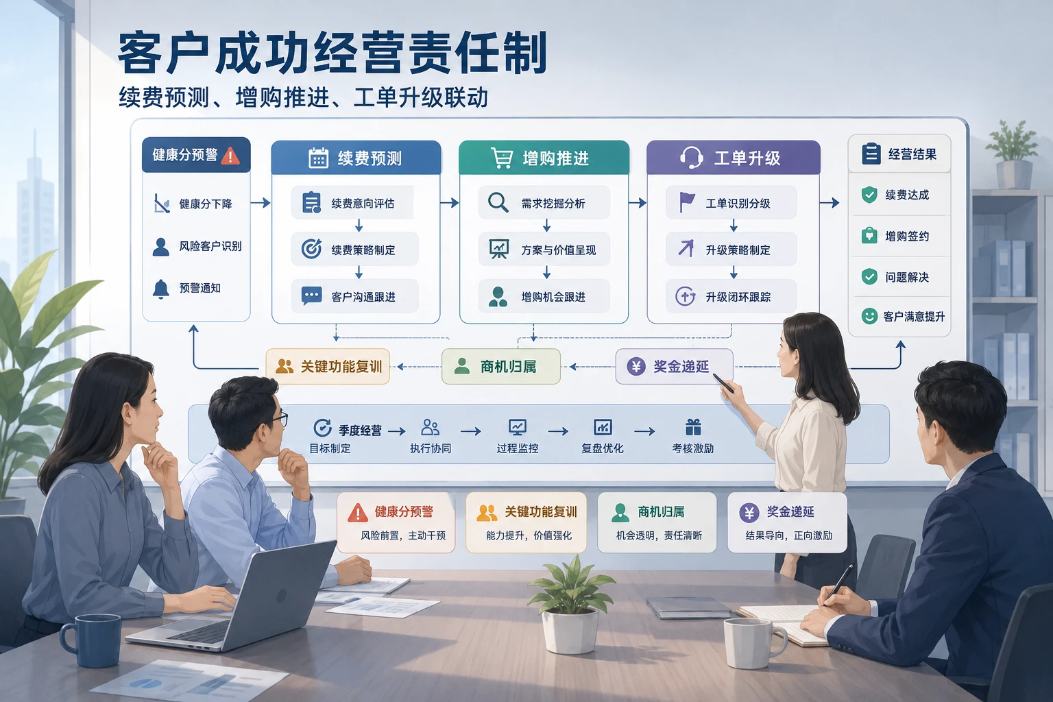 2026年客户成功经营责任制:续费预测与增购工单联动设计