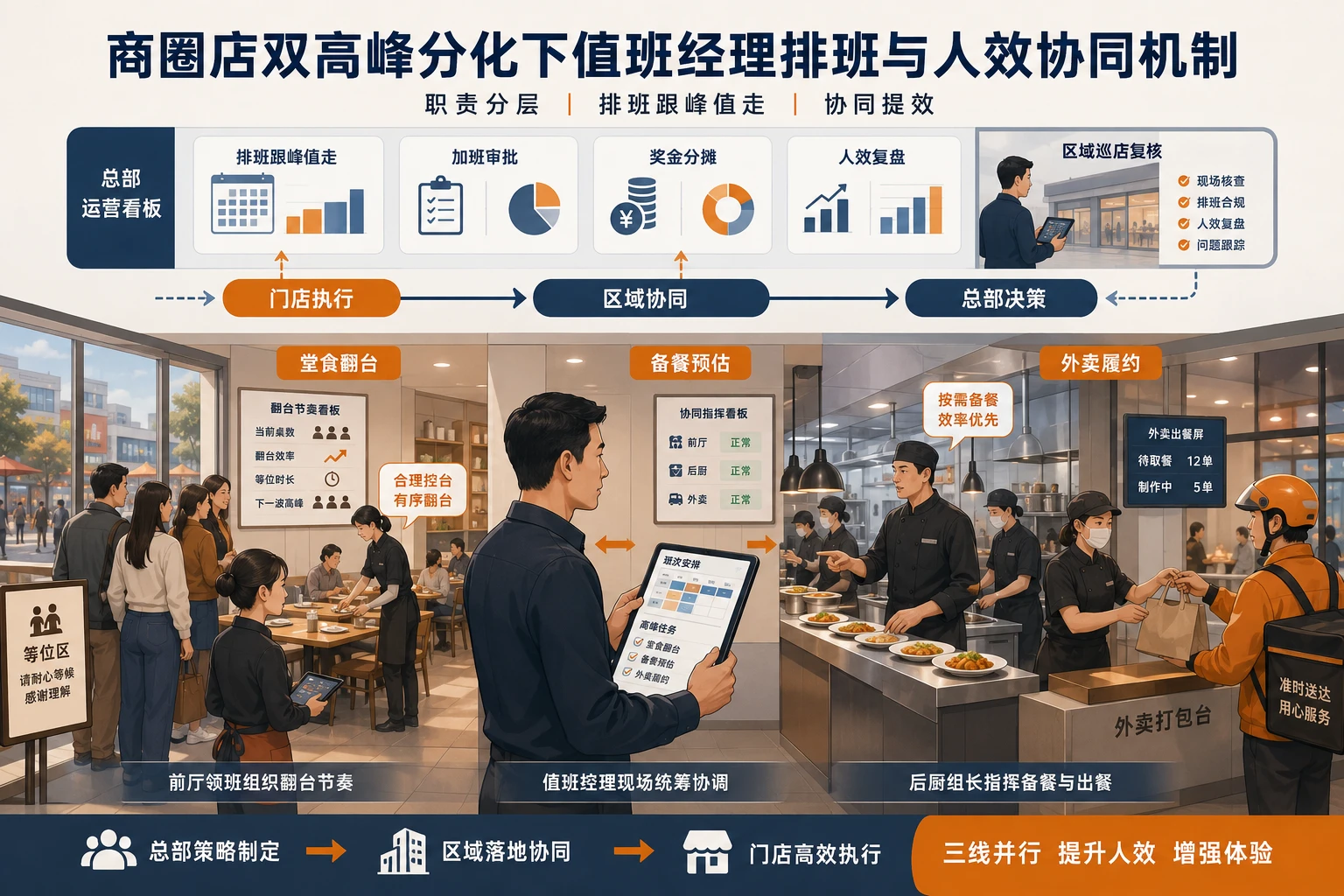 商圈店双高峰分化下值班经理排班与人效协同机制