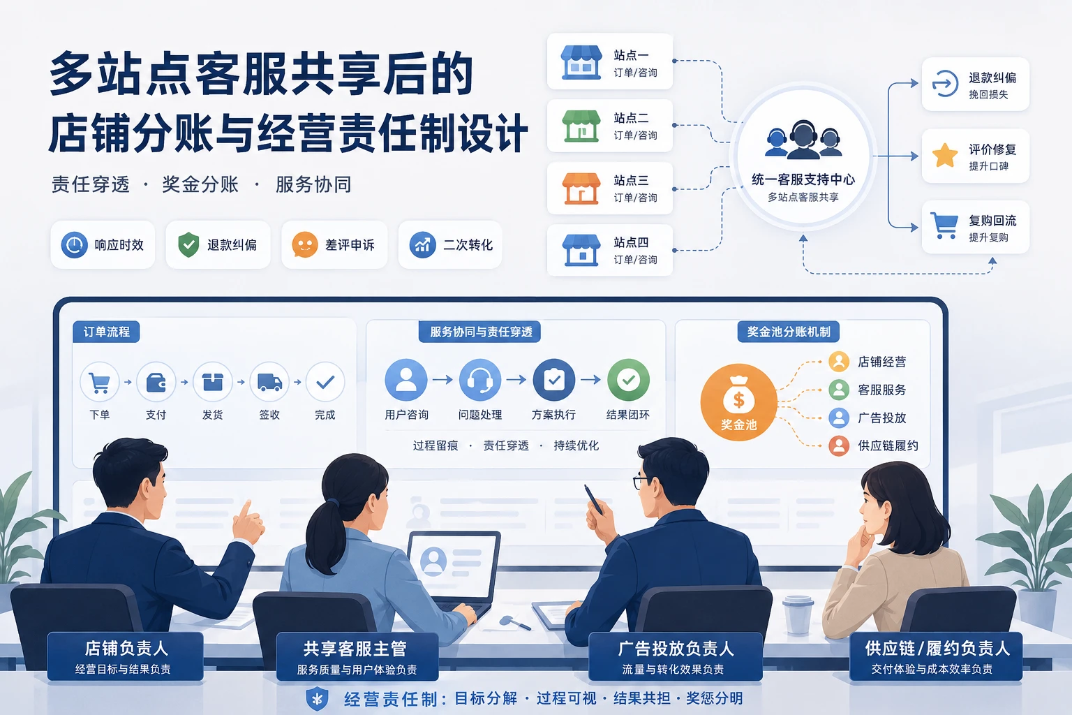多站点客服共享后的店铺分账与经营责任制设计