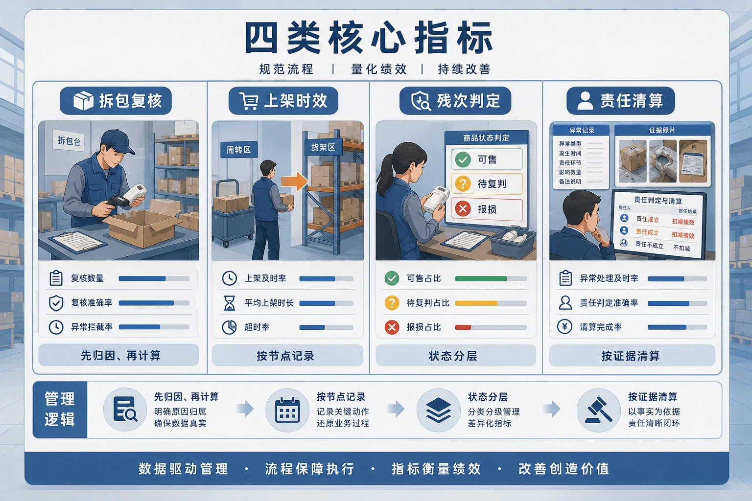 退货仓班组结算表模板：复核上架与责任清算
