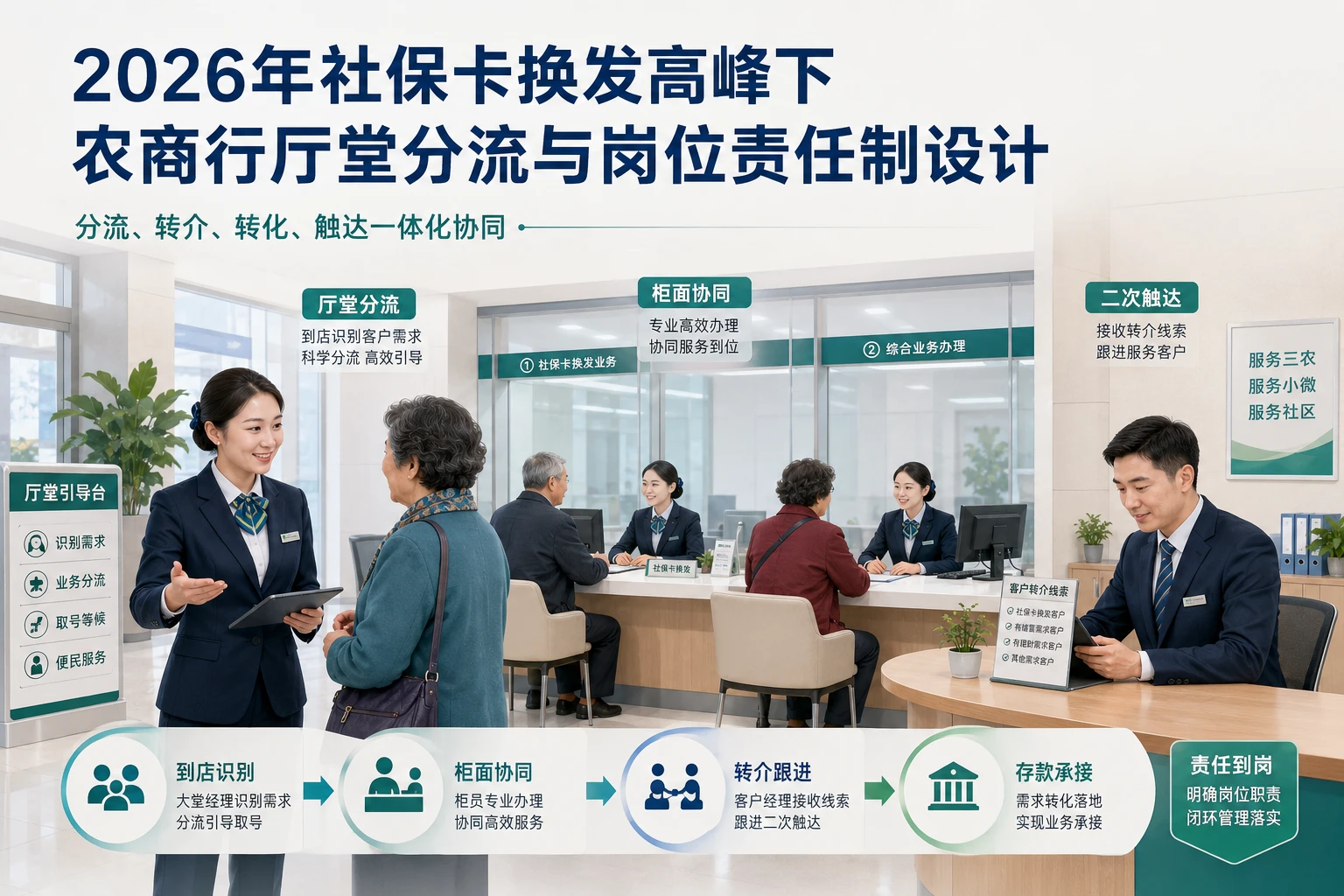 2026年社保卡换发高峰下农商行厅堂分流与岗位责任制设计