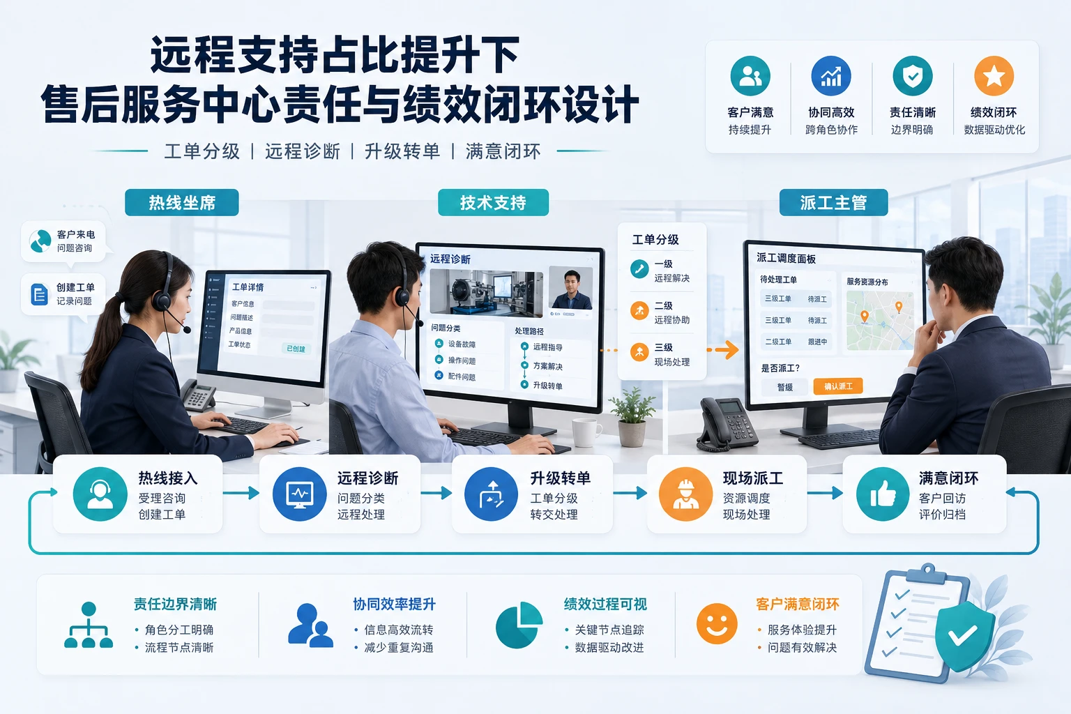 远程支持占比提升下售后服务中心责任与绩效闭环设计