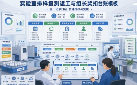 2026年实验室排样复测返工组长奖扣台账模板：字段设计与计分规则