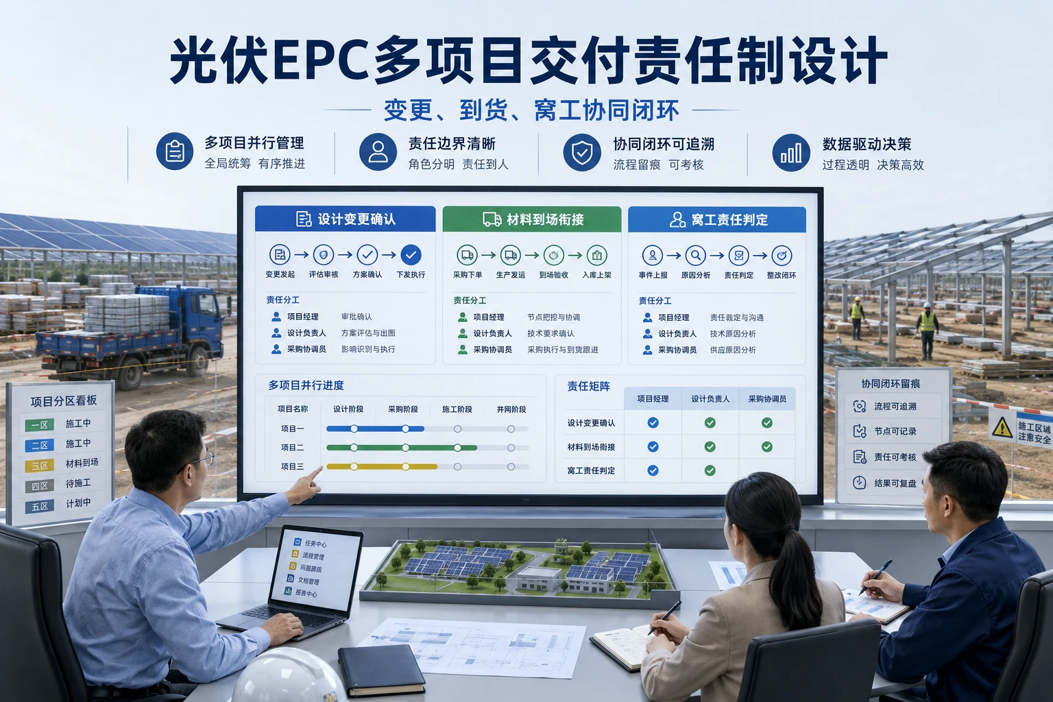 2026年光伏EPC多项目交付中变更到货与窝工责任制设计