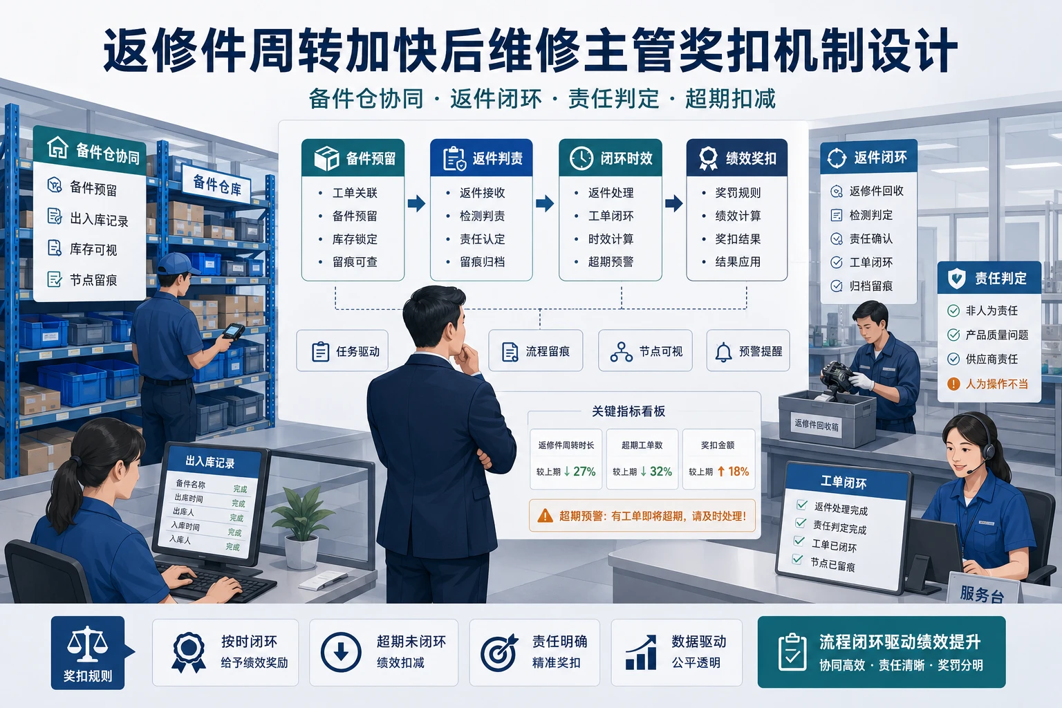 返修件周转加快后维修主管奖扣机制设计