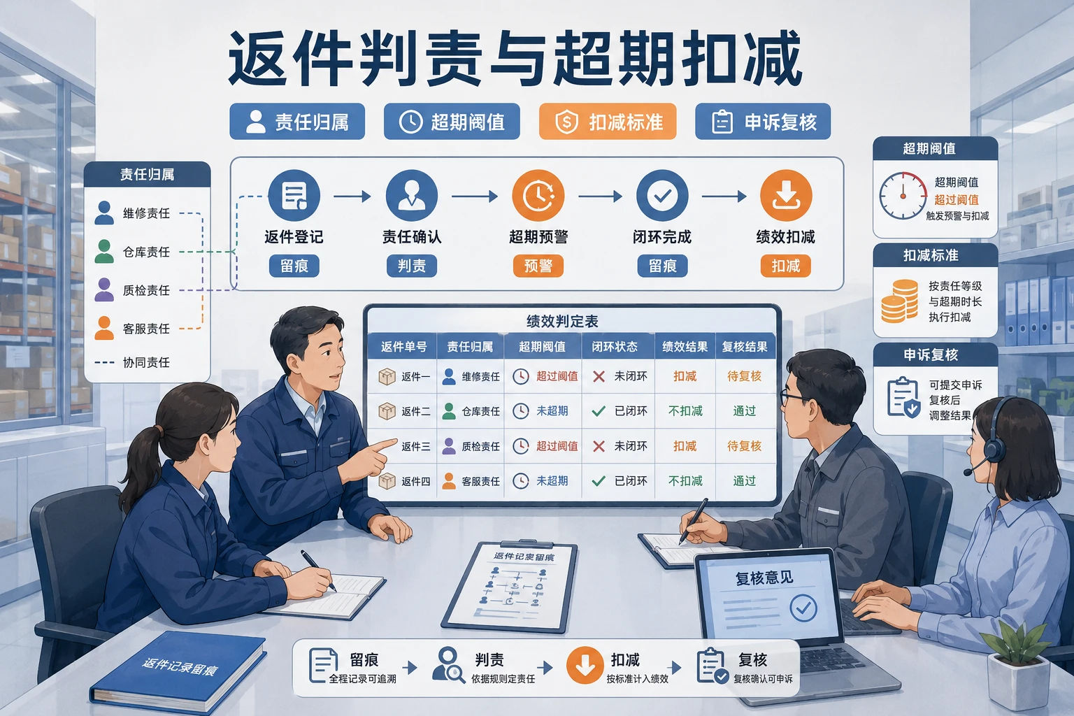 返修件周转加快后维修主管奖扣机制设计