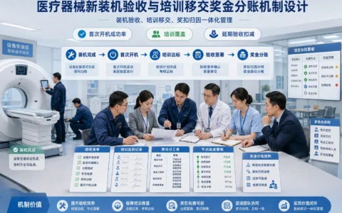 医疗器械新装机项目奖金分账机制：装机验收、培训移交与延期验收扣减