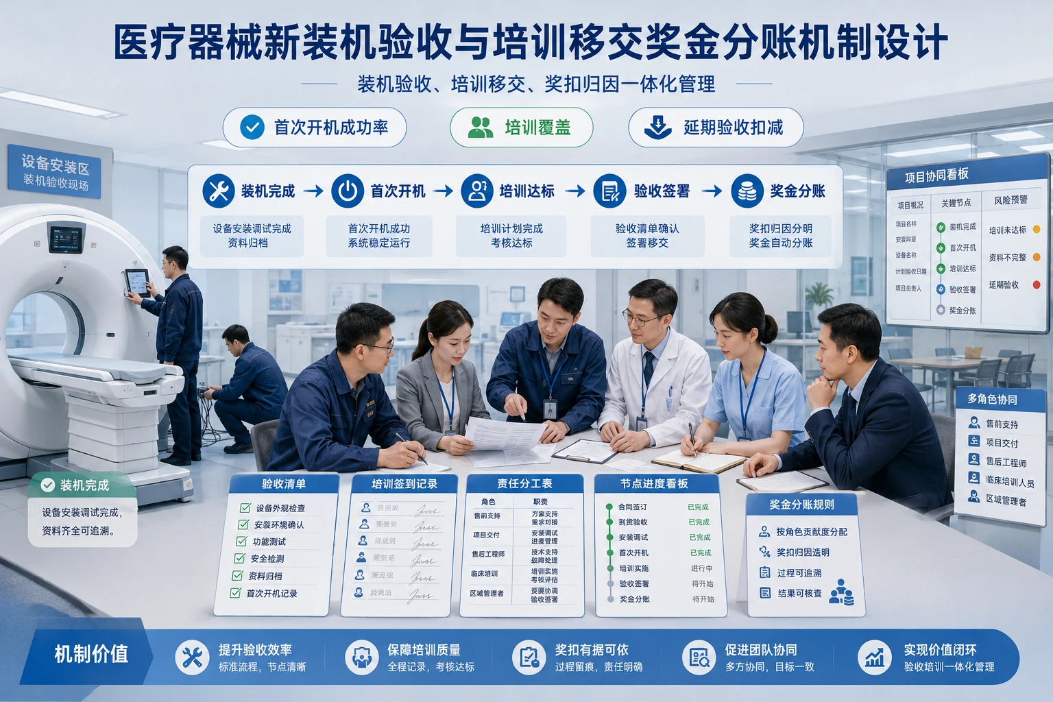 医疗器械新装机验收与培训移交奖金分账机制设计