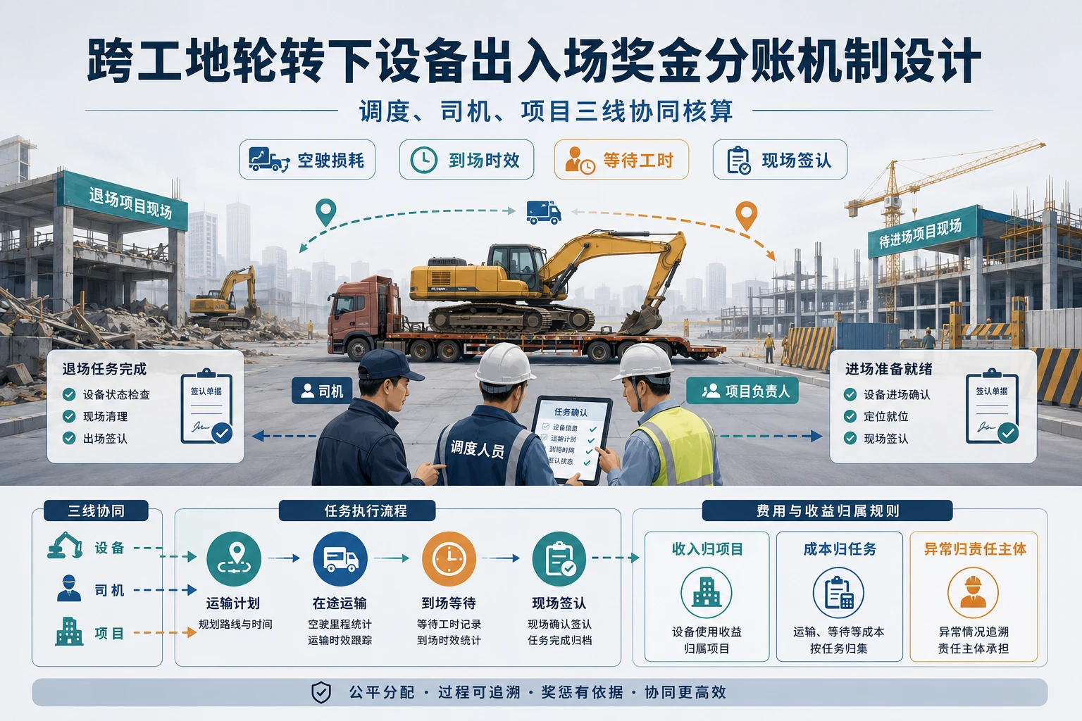 跨工地轮转下设备出入场奖金分账机制设计