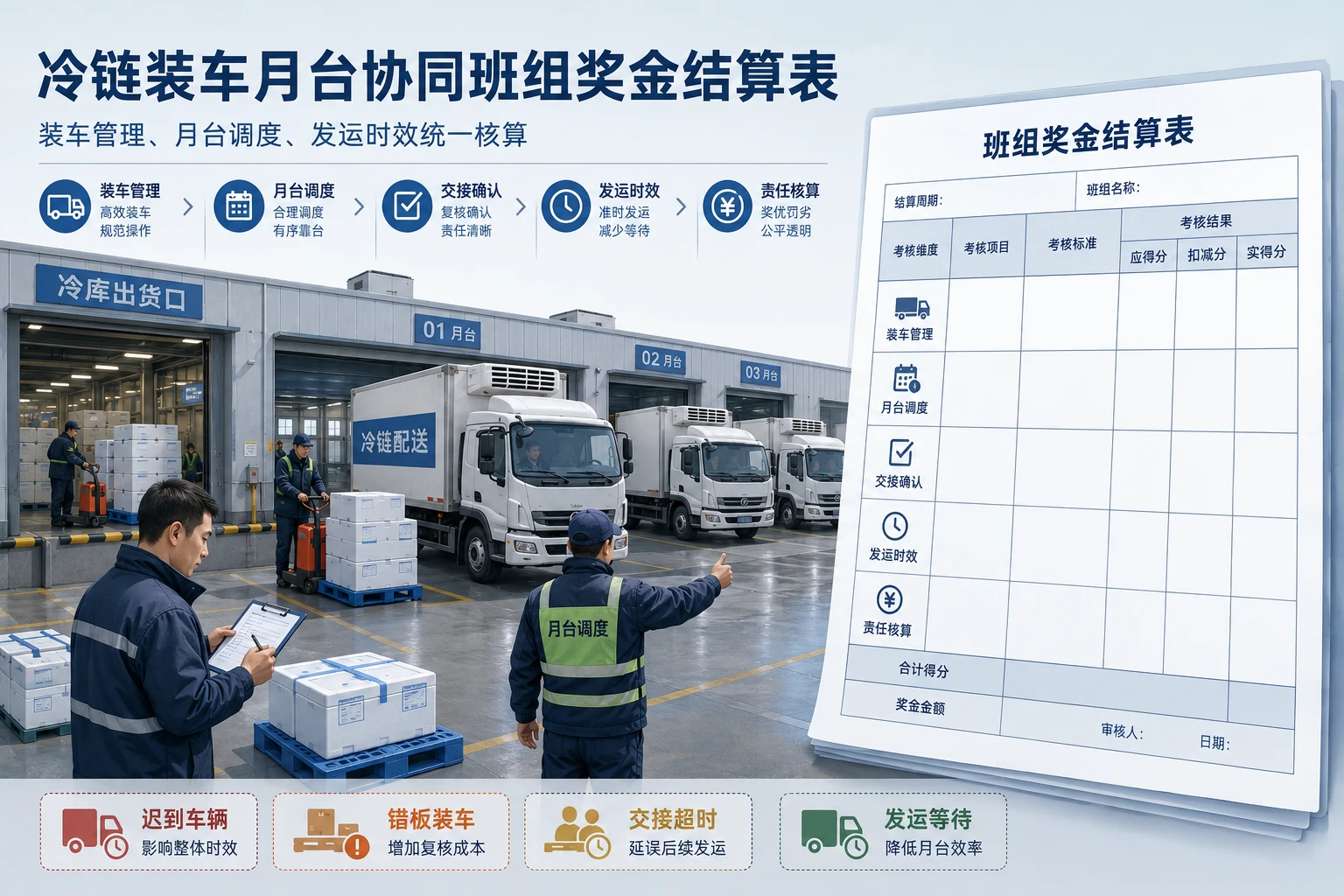 2026年冷链装车月台协同班组奖金结算表模板设计