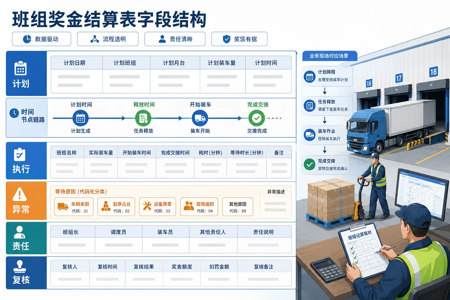 2026年冷链装车月台协同班组奖金结算表模板设计