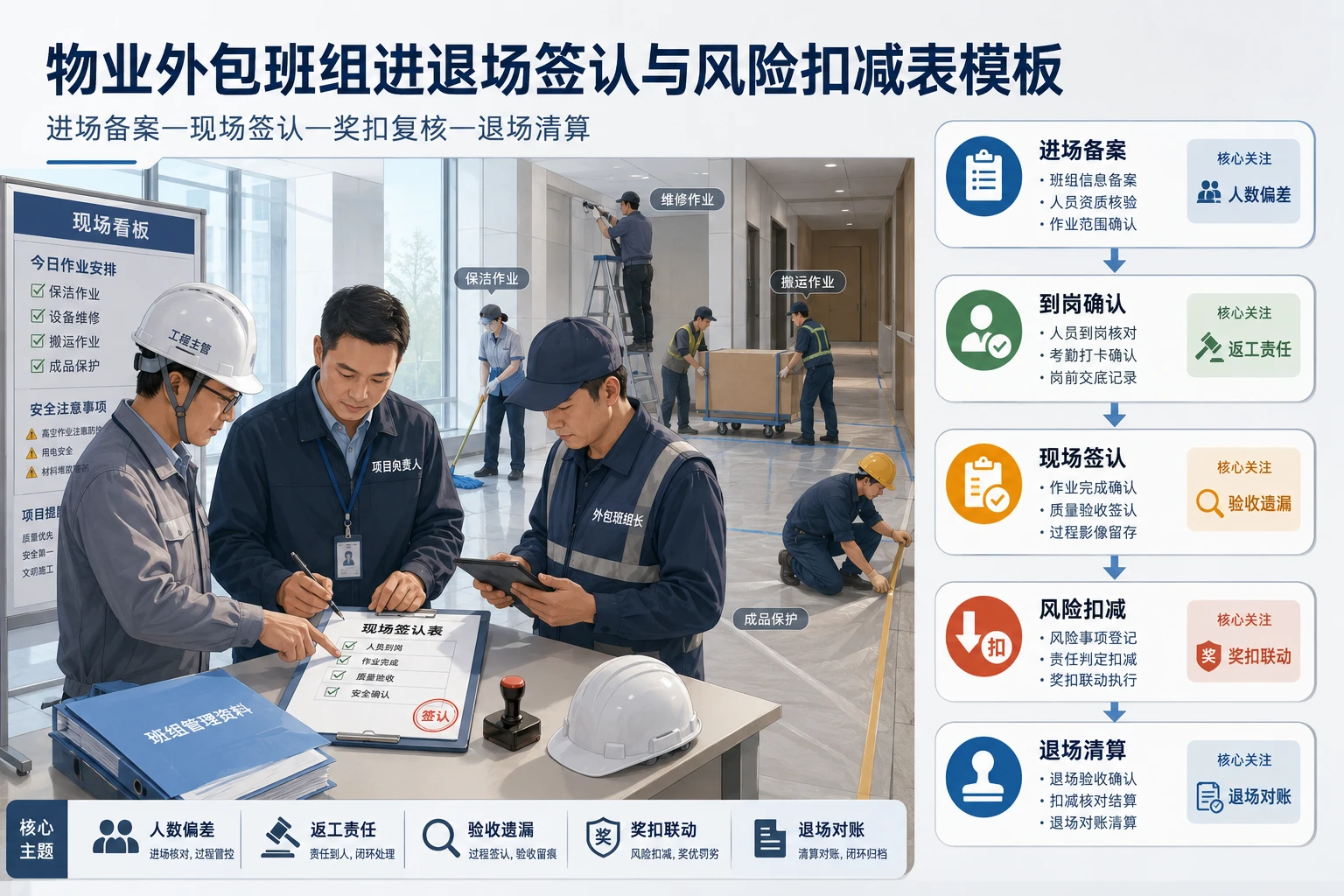 物业外包班组进退场签认与风险扣减表模板(2026年版)