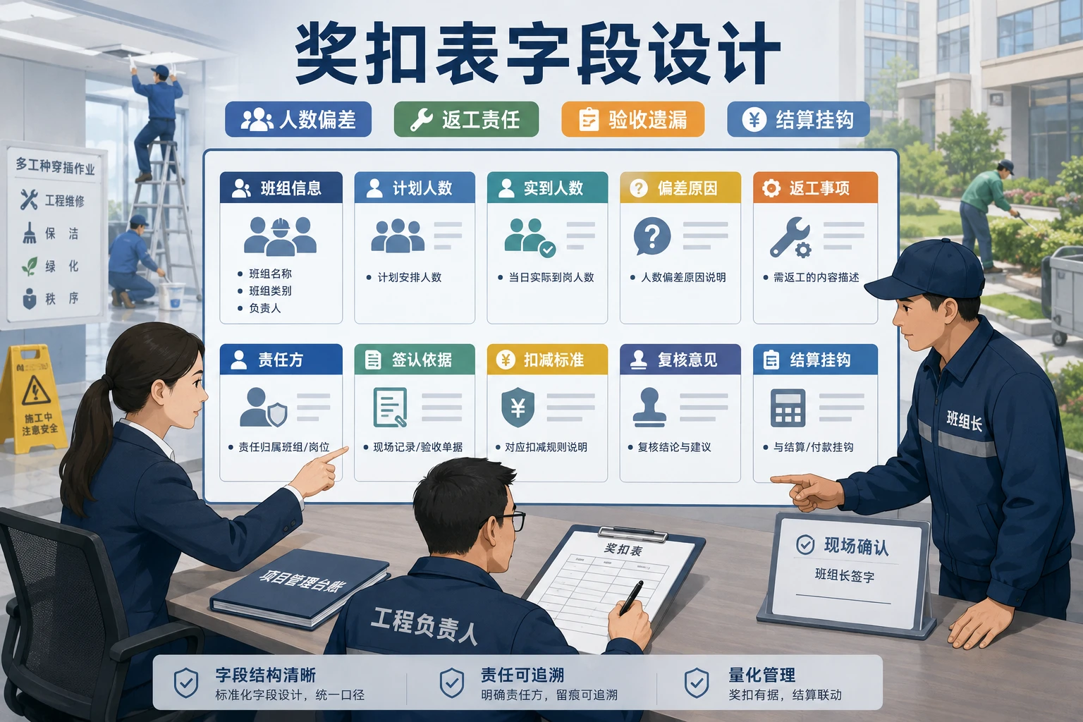 物业外包班组进退场签认与风险扣减表模板(2026年版)