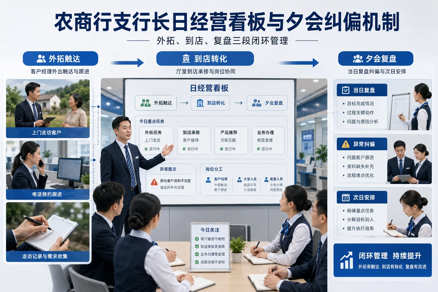 2026年农商行支行长日经营看板与夕会纠偏机制设计