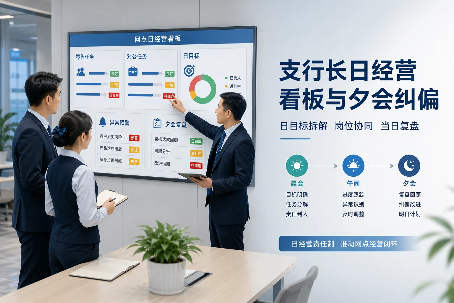 农商行支行长日经营看板与夕会纠偏责任表设计（2026年版）