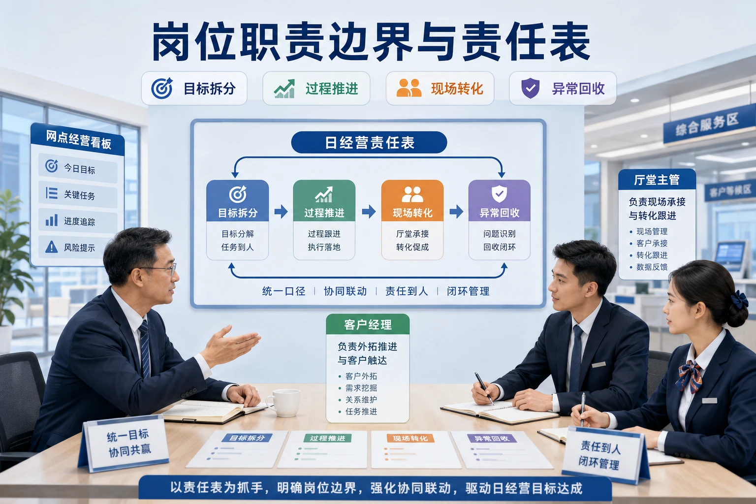 农商行支行长日经营看板与夕会纠偏责任表设计（2026年版）