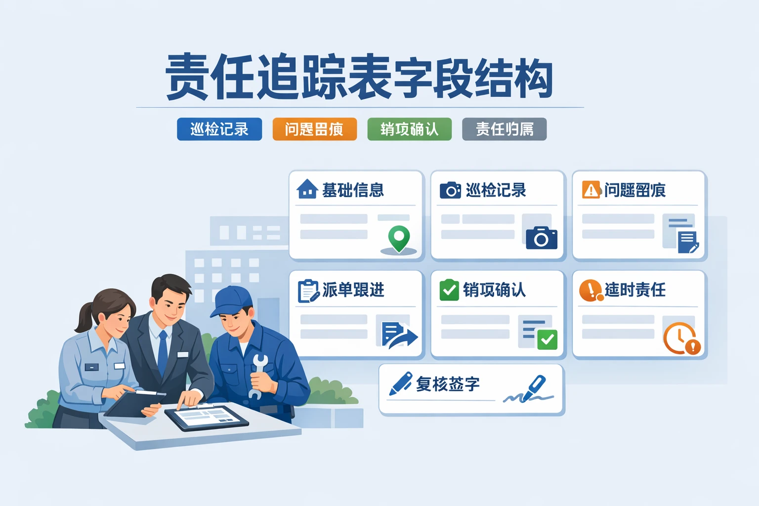 楼栋管家巡检到位率与问题销项责任追踪表模板设计