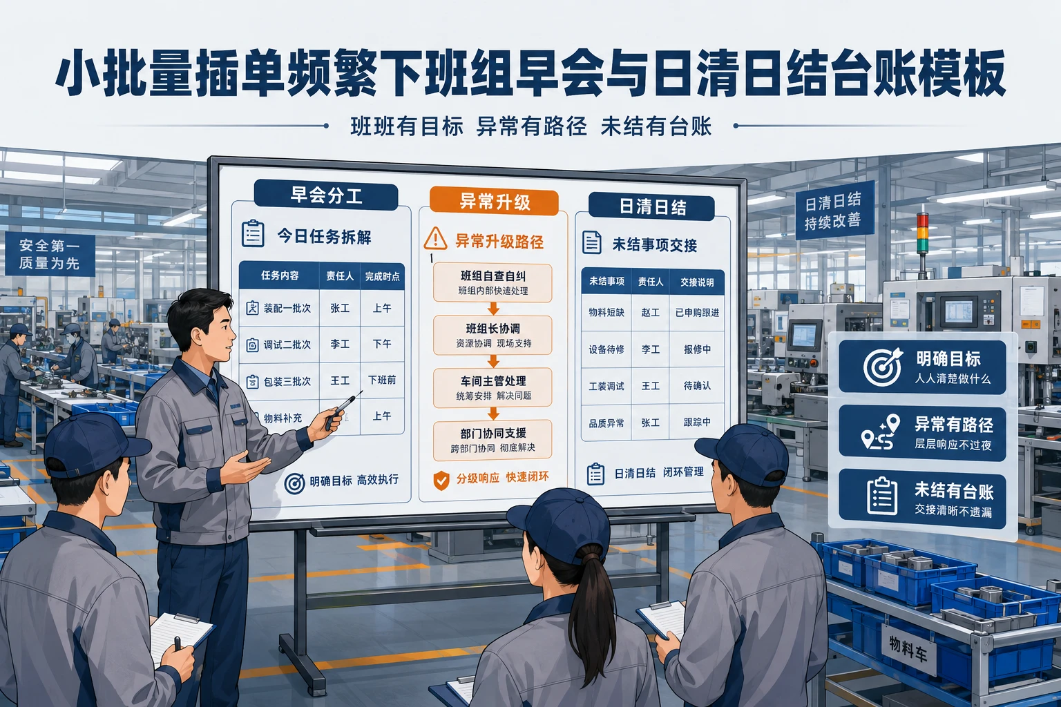 小批量插单频繁下班组早会与日清日结台账模板(2026年版)