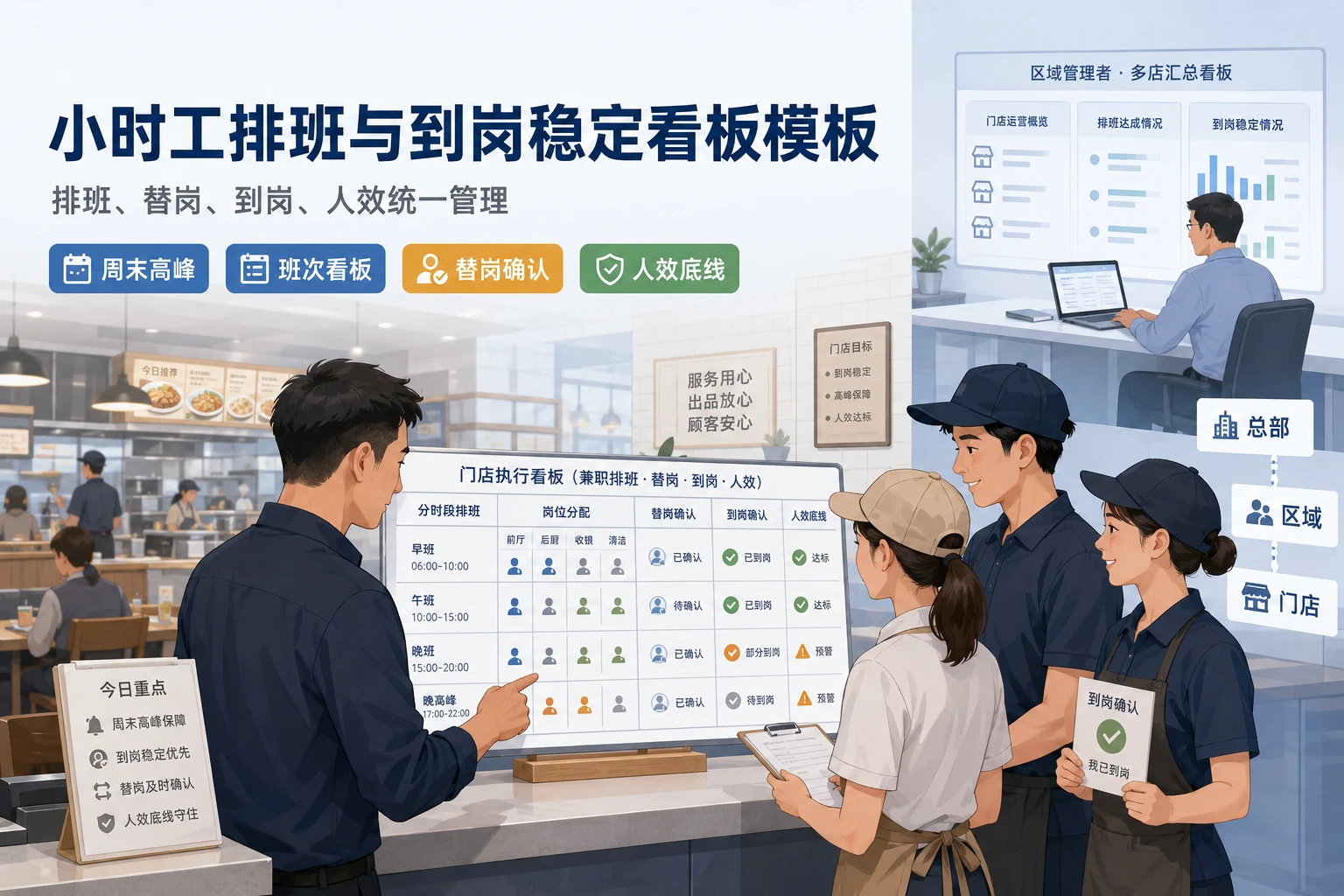连锁门店小时工排班与到岗稳定看板模板（2026年版）