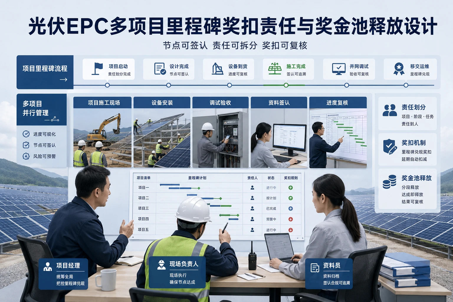 光伏EPC多项目里程碑奖扣责任与奖金池释放设计（2026年版）