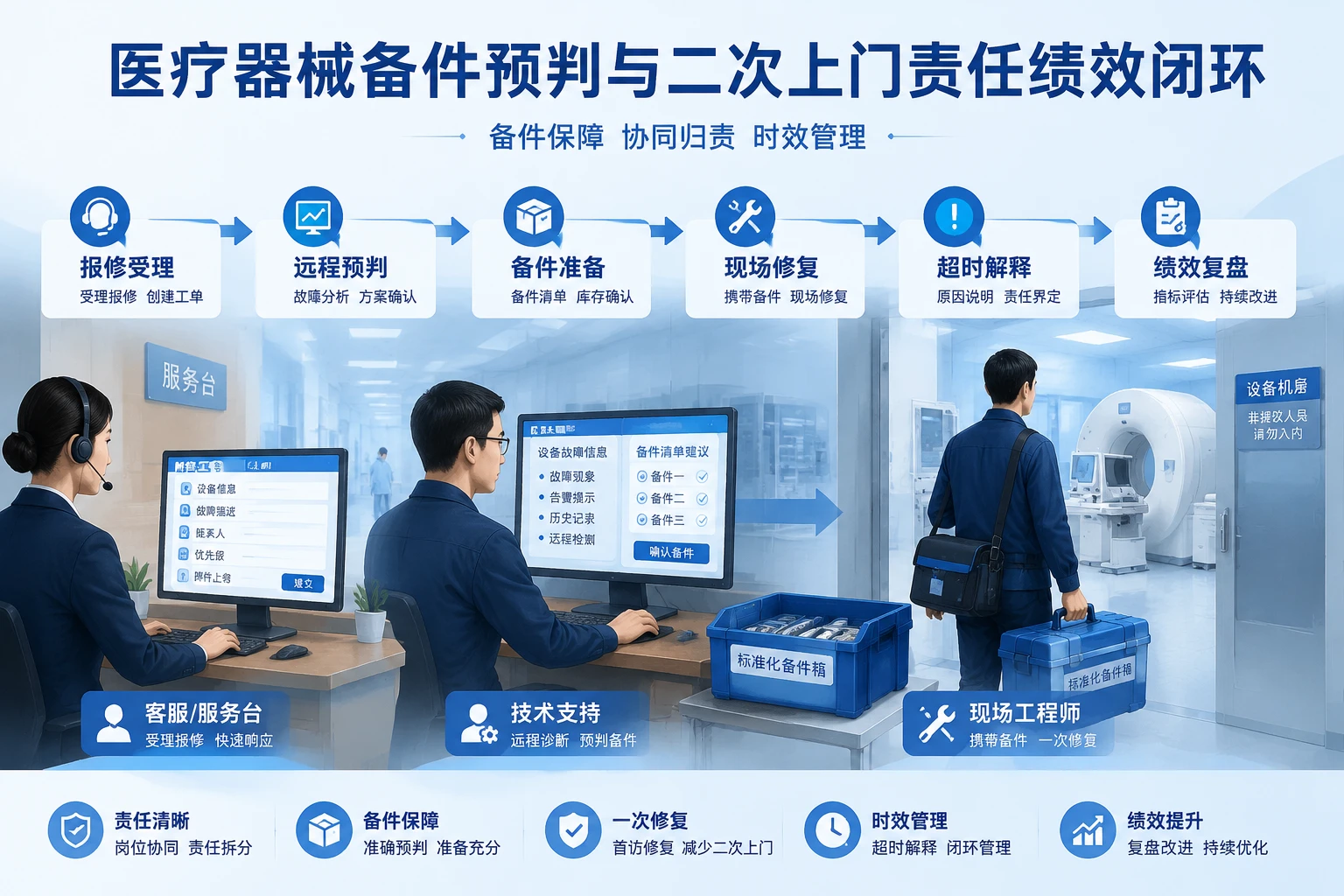 医疗器械备件预判与二次上门责任绩效闭环设计