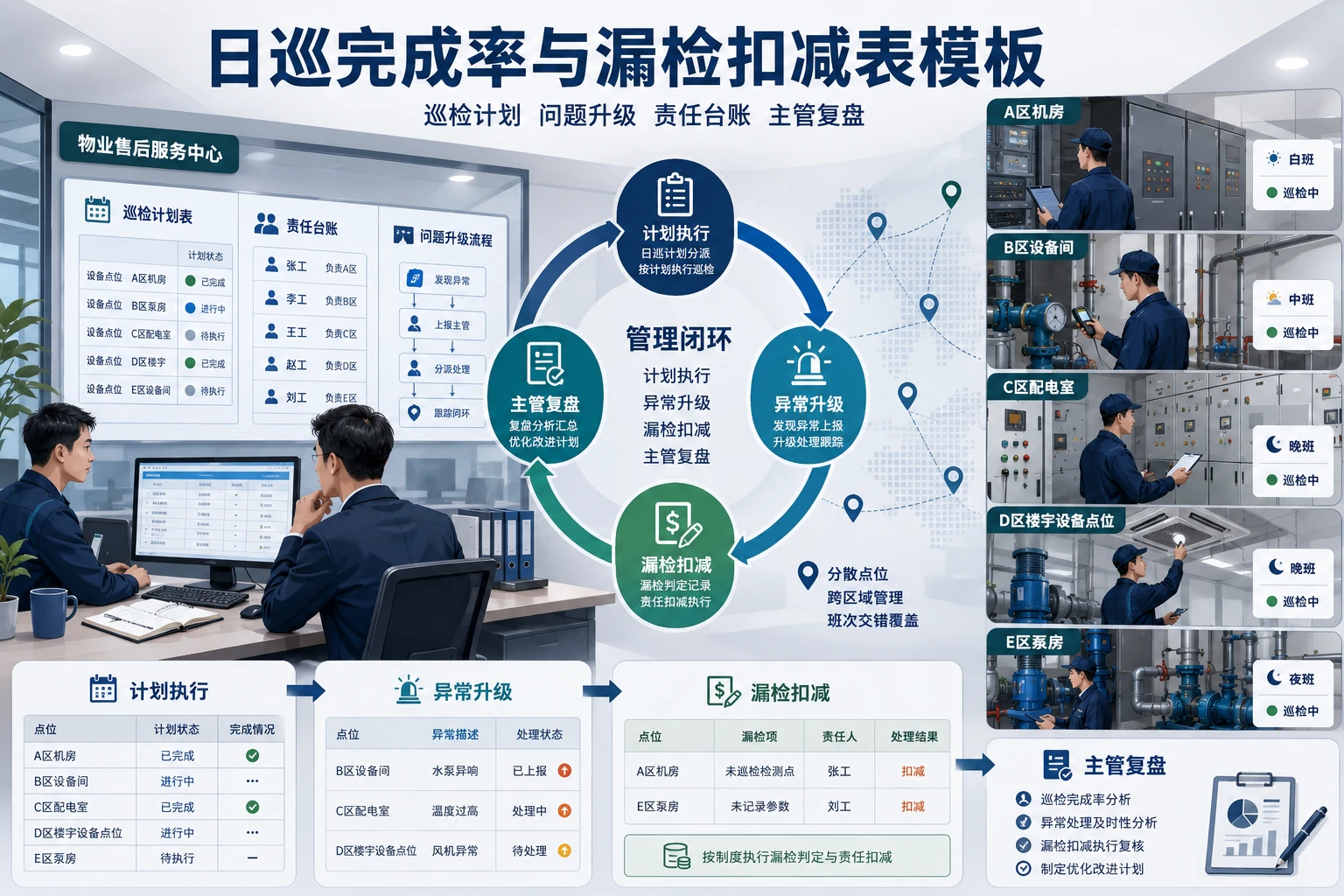 设备维保分散点位日巡完成率与漏检扣减表模板（2026年版）
