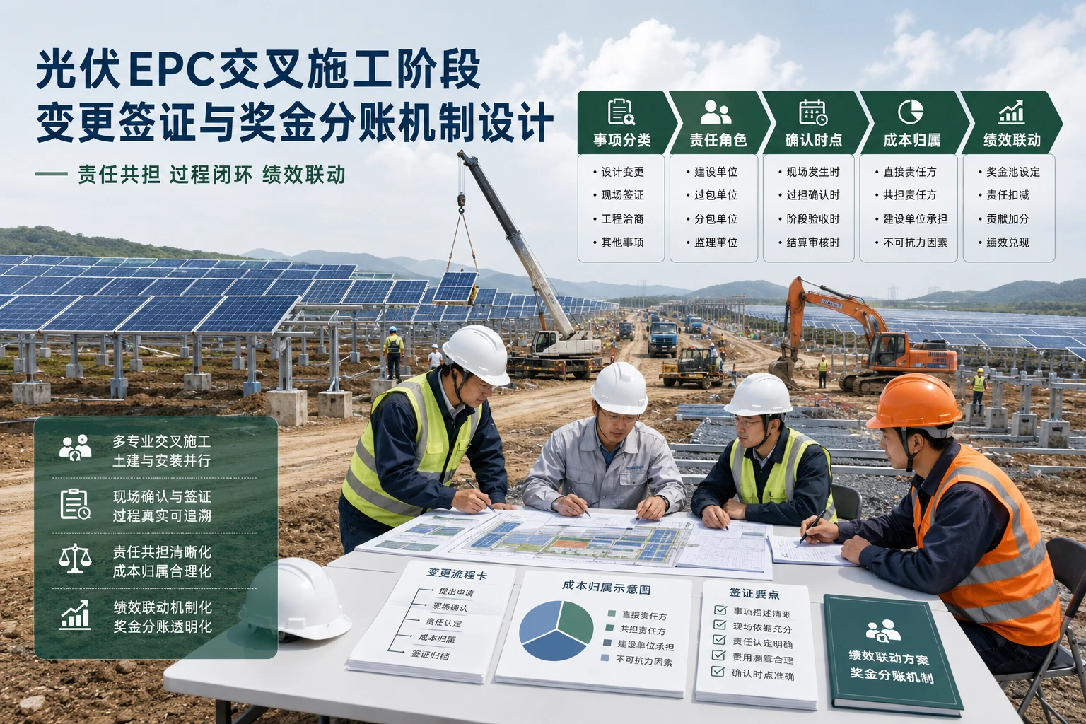 光伏EPC交叉施工阶段变更签证与奖金分账机制设计