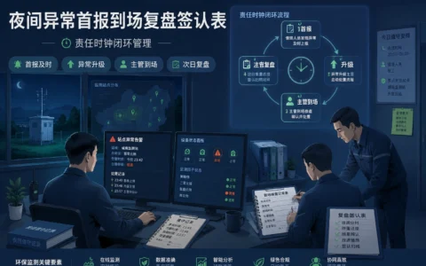 环保监测夜班管理表单模板：首报、异常升级、主管到场与复盘签认（2026年版）