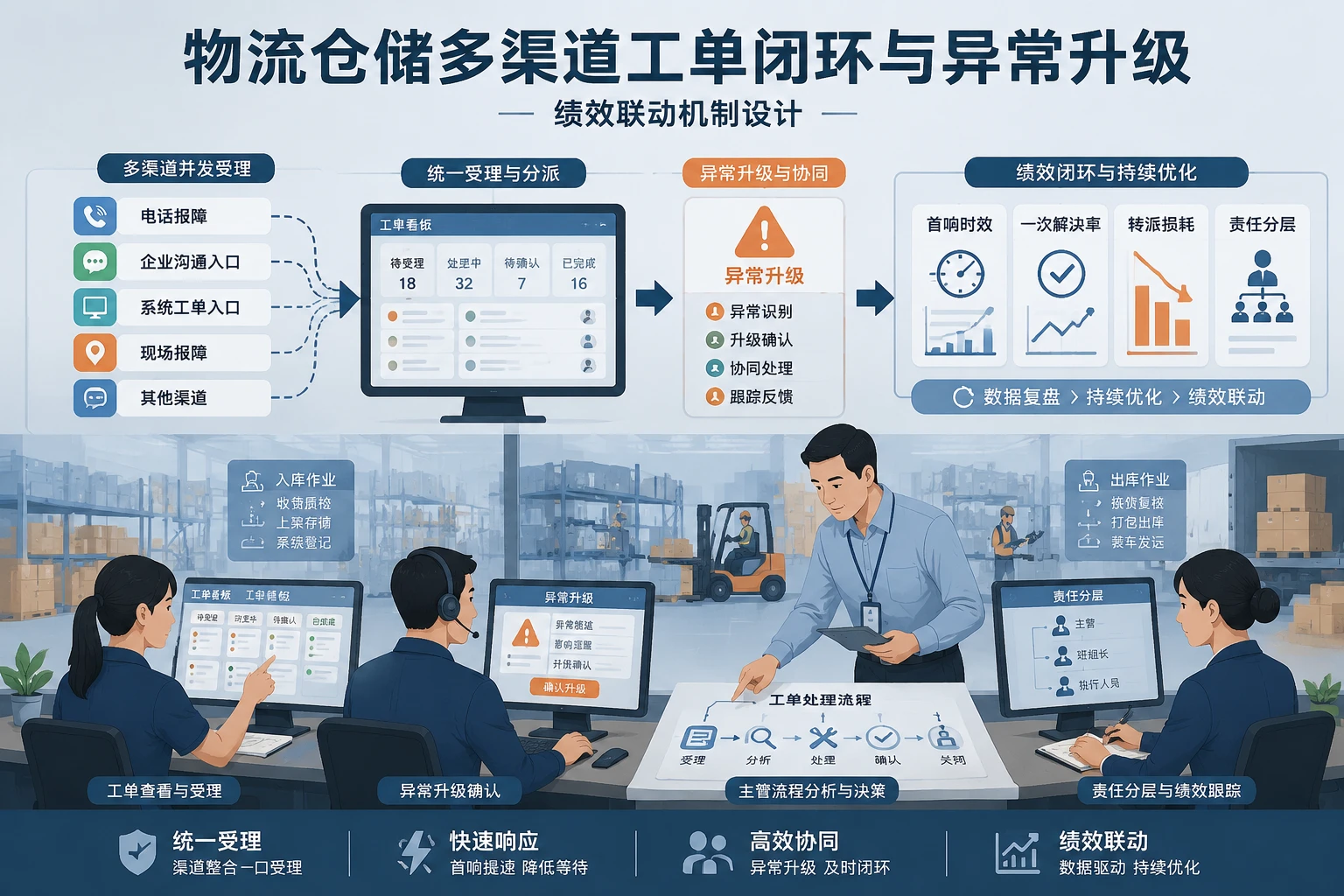 2026年物流仓储多渠道工单闭环与异常升级绩效机制设计